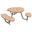 Photo : Table de pique nique en ronde en stratifié compact effet bois Version PMR - Gris Procity