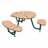 Table extérieure picnic ronde en bois PMR Vert mousse RAL 6005