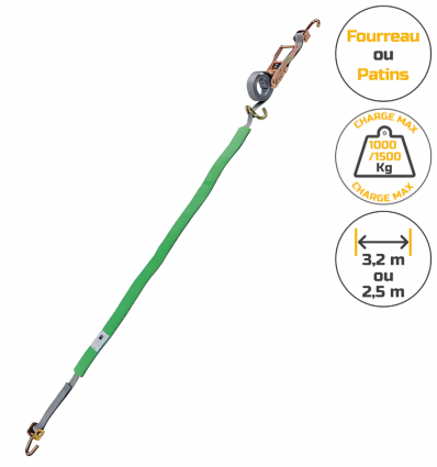 Sangle de roue porte voiture avec fourreau 3,20 m