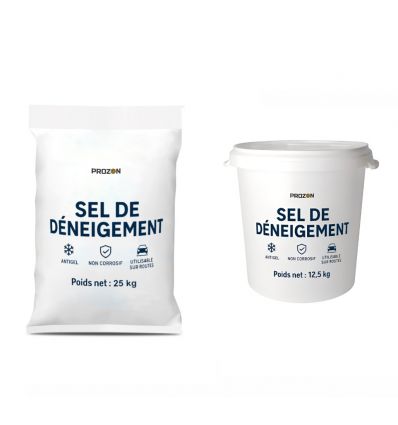 Sac et seau de sel de déneigement