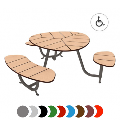 Table de pique nique en bois ronde version standard