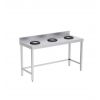 Table inox avec trou vide ordure 3 flux murale
