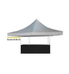 Stand buvette pliant avec comptoir en acier et jupe noire