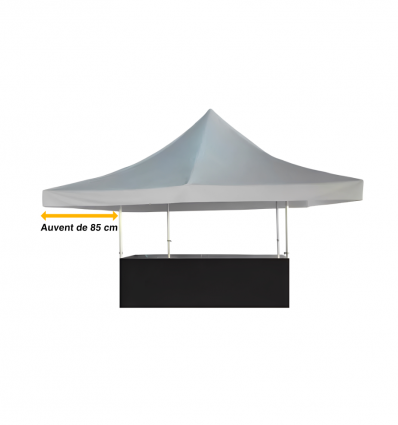 Stand buvette pliant avec comptoir en acier et jupe noire