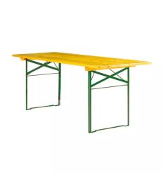 Table de brasserie pliante en bois piétement arrondi