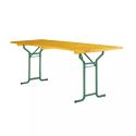 Photo : Table de brasserie pliante en bois piétement arrondi ou cornière 200 x 60 cm - Arrondi