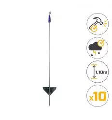 Piquet cloture en fer avec isolateur supérieur