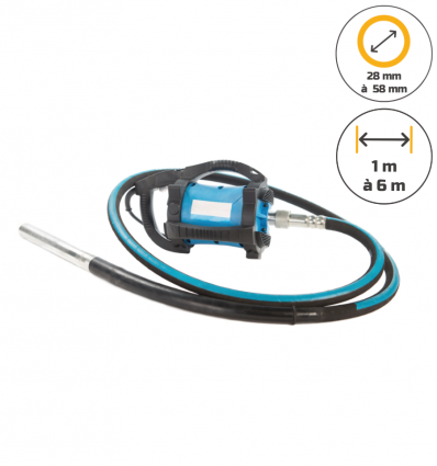 Aiguille vibrante électrique pour béton 28-58 mm de diamètre et 1-6 m de câble