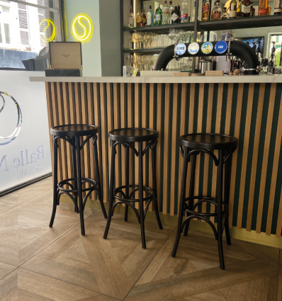 Tabouret bar bois hêtre massif noir