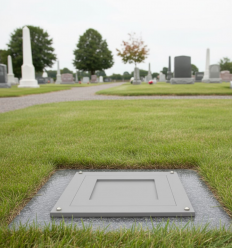 Cavurne béton plate vu dans un cimetière