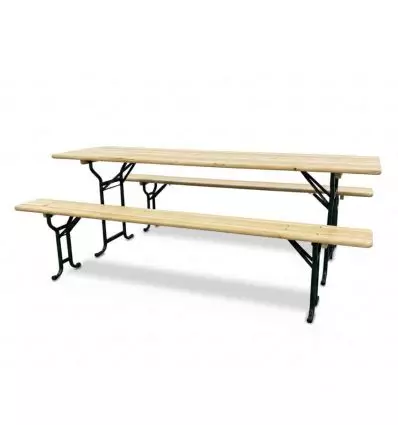 Table et bancs de brasserie pliante piétement