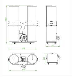Dimensions aspirateur poussières nocives