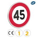 Photo : B14 - Panneau limitation de vitesse à 45 km/h 450 mm (2 rails au dos) - Classe 1 (T1) - Dos brut