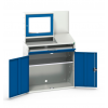 Armoire d'atelier double avec caisson écran RAL5010	bleu gentiane