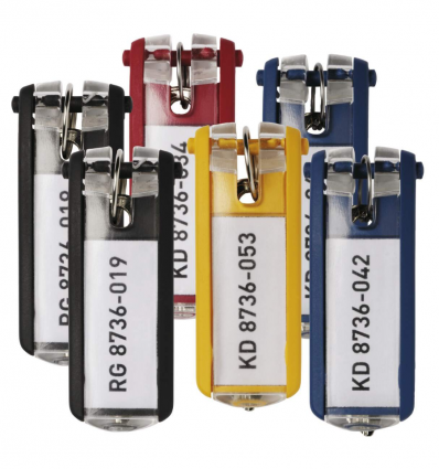 6 porte-clés durable couleurs assorties