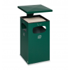 Poubelle cendrier grise 70 litres avec toit vert