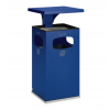 Poubelle cendrier grise 70 litres avec toit bleu