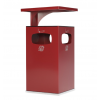 Poubelle cendrier grise 70 litres avec toit rouge