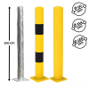 Poteau de protection jaune et noir en acier pour assurer une signalisation efficace des dangers, diamètre 90 mm