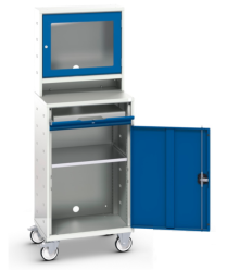 Armoire informatique mobile pour atelier RAL5010 bleu gentiane