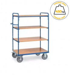 Chariot de manutention 4 plateaux ridelles basses