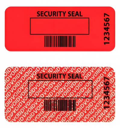 Étiquettes de sécurité sans transfert rouge