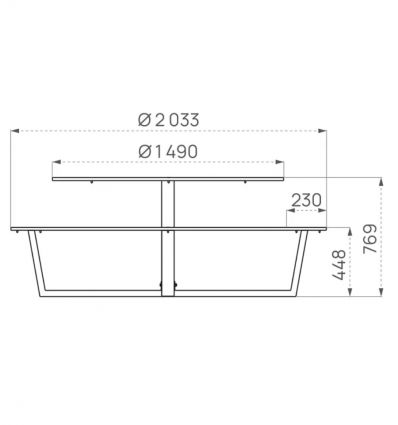 Dimensions table pique nique ronde en acier peint