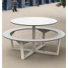 Table pique nique ronde en acier peint blanche