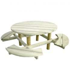 Table de pique nique en bois ronde