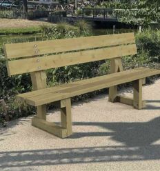 Banc Public En Bois en situation, dans un parc public