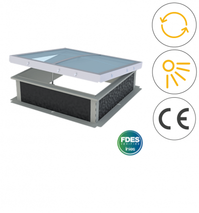 Lanterneau ouvrant treuil à costière droite pour toit étanche