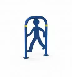 Arceau de signalisation piéton en acier galvanisé thermolaqué sur platine et bandes réfléchissantes 