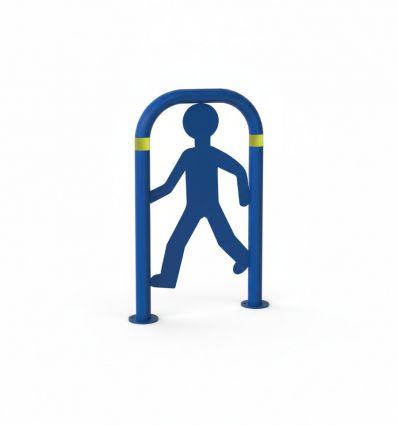 Arceau de signalisation piéton en acier galvanisé thermolaqué sur platine et bandes réfléchissantes 
