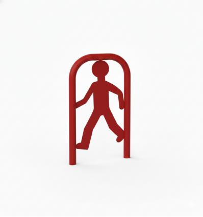 Arceau de signalisation piéton en acier galvanisé thermolaqué à sceller sans bandes réfléchissantes 