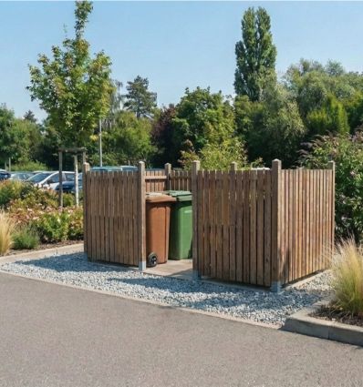 Cache conteneur bois modulable pour collectivité  