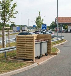 Cache conteneur poubelle bois double mise en situation