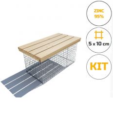 Banc Gabion avec assise mélèze