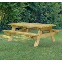 Photo : Table pique nique en bois à poser Standard - L. 2000 x l. 740 x H. 745 mm