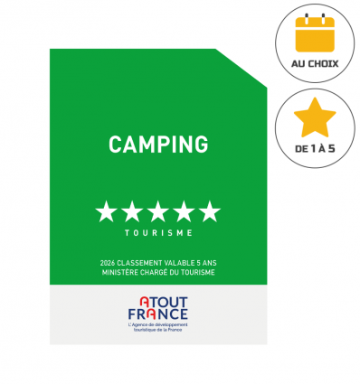 Panonceau classement camping 5 étoiles pour 2026