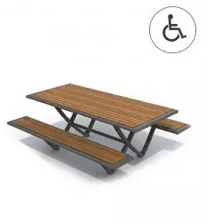 Table pique-nique effet bois en stratifié compact