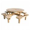 Table de pique nique ronde en bois brut 8 places