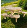 Table de pique nique ronde en bois brut