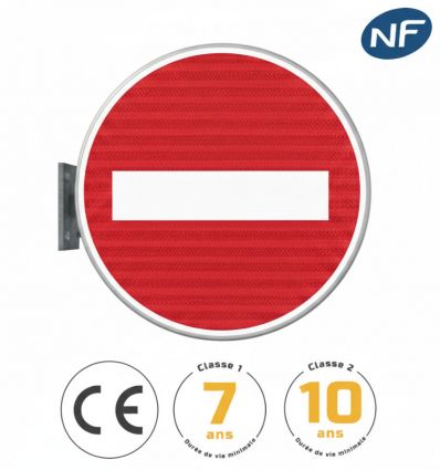 B1 - Balise murale sens interdit à tout véhicule perpendiculaire de face