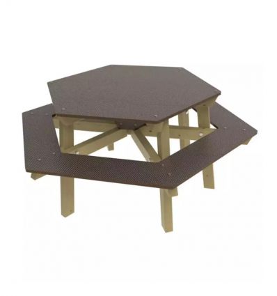 Table de pique nique hexagonale pour enfant en bois à poser