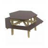 Table de pique nique hexagonale pour enfant en bois à poser