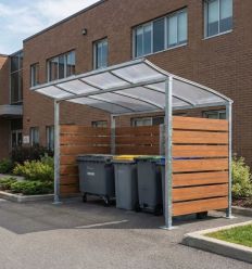 Mise en situation de l'Abri conteneurs modulable en stratifié