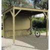 Mise en situation abri vélo collectivité en bois pour 5 vélos avec bardage de fond