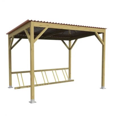 Abri vélo collectivité en bois pour 5 vélos