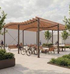 Pergola structure acier pour collectivités 10 coloris