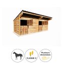 Photo : Box bois pour chevaux duo Bleu ardoise RAL 5008 - 3 x 3 m - Sans déchargement par chariot embarqué